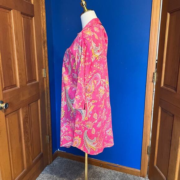 Lauren Ralph Lauren Pink Paisley Sleep Shirt. Pocket on Chest with LRL. Size S - Picture 8 of 9